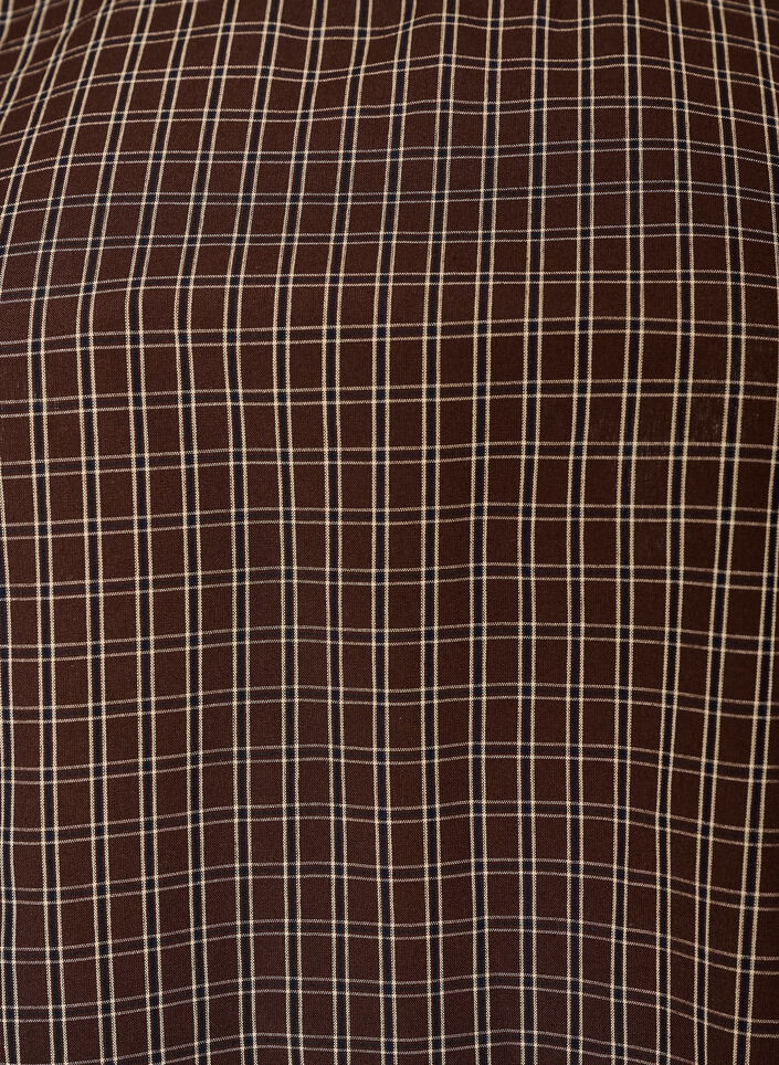 Geruite top met asymmetrische kanten afwerking, Bruin, Packshot image number 2