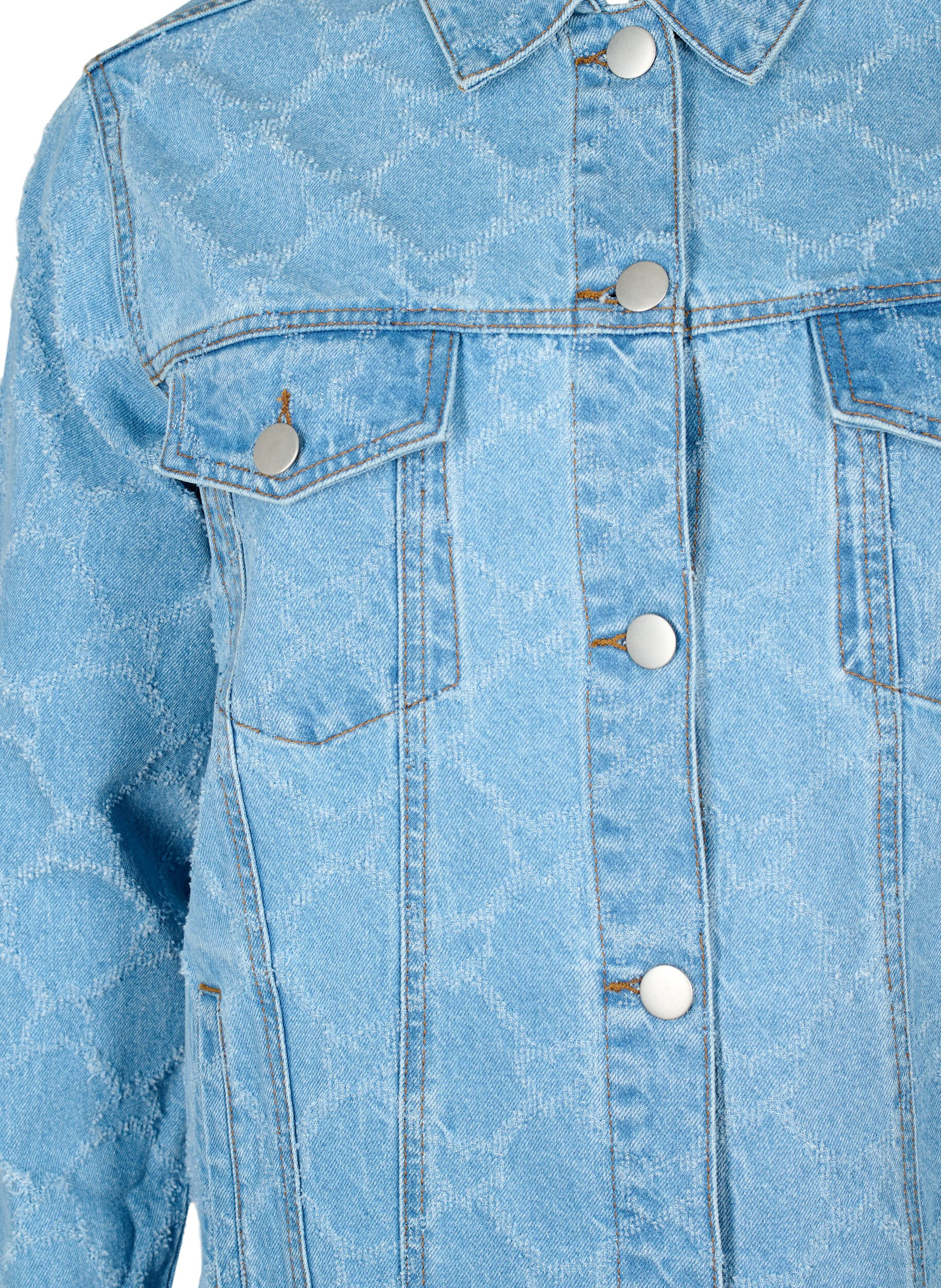 Zizzi Spijkerjasje met destroy patroon, Blue denim, Packshot image number 2