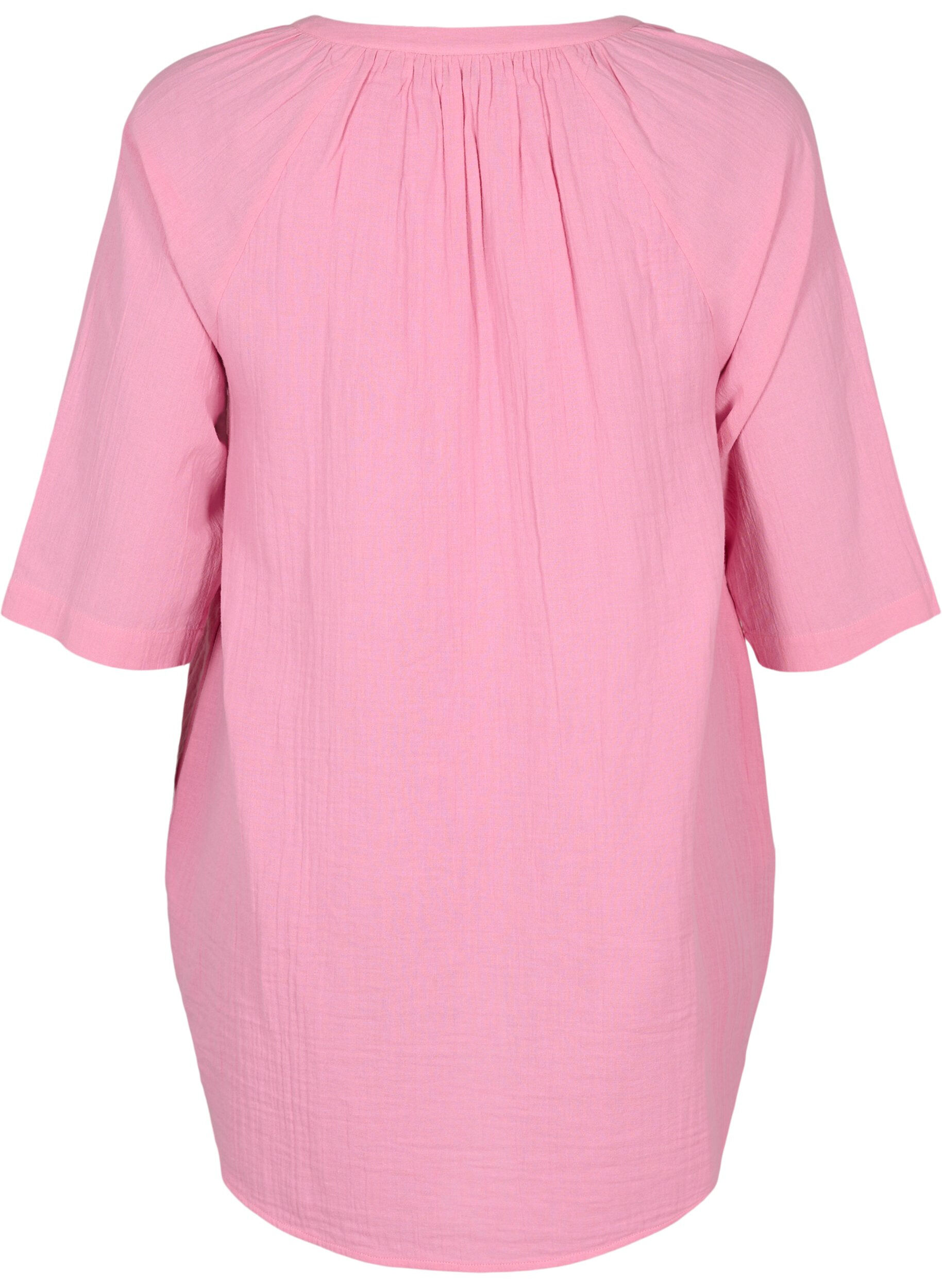Zizzi 3/4 mouw tuniek in katoen, Rosebloom, Packshot image number 1