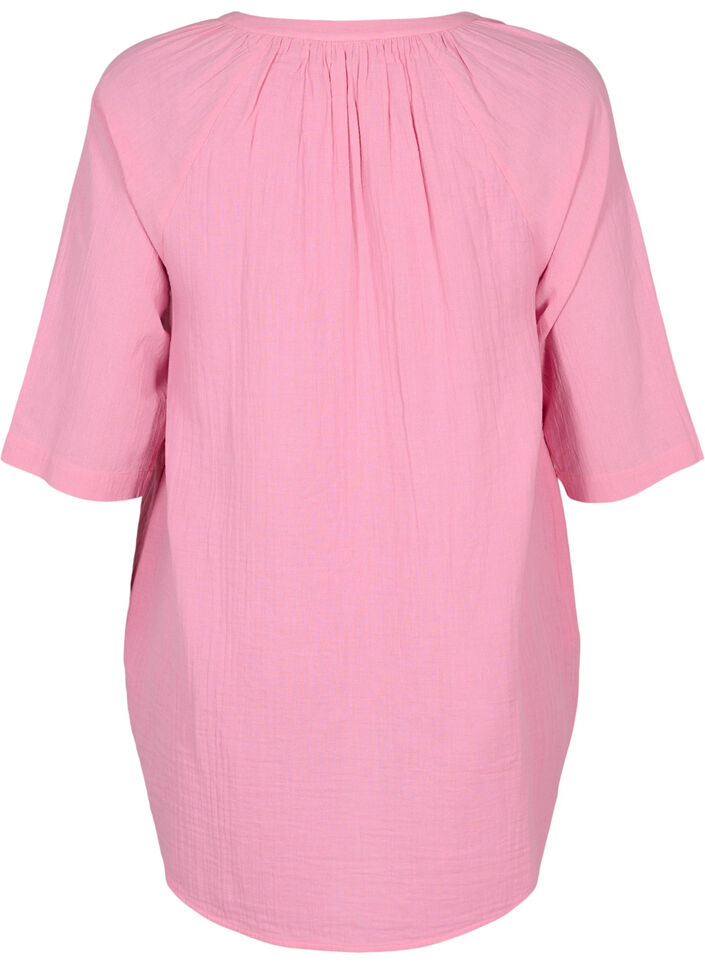 3/4 mouw tuniek in katoen, Rosebloom, Packshot image number 1