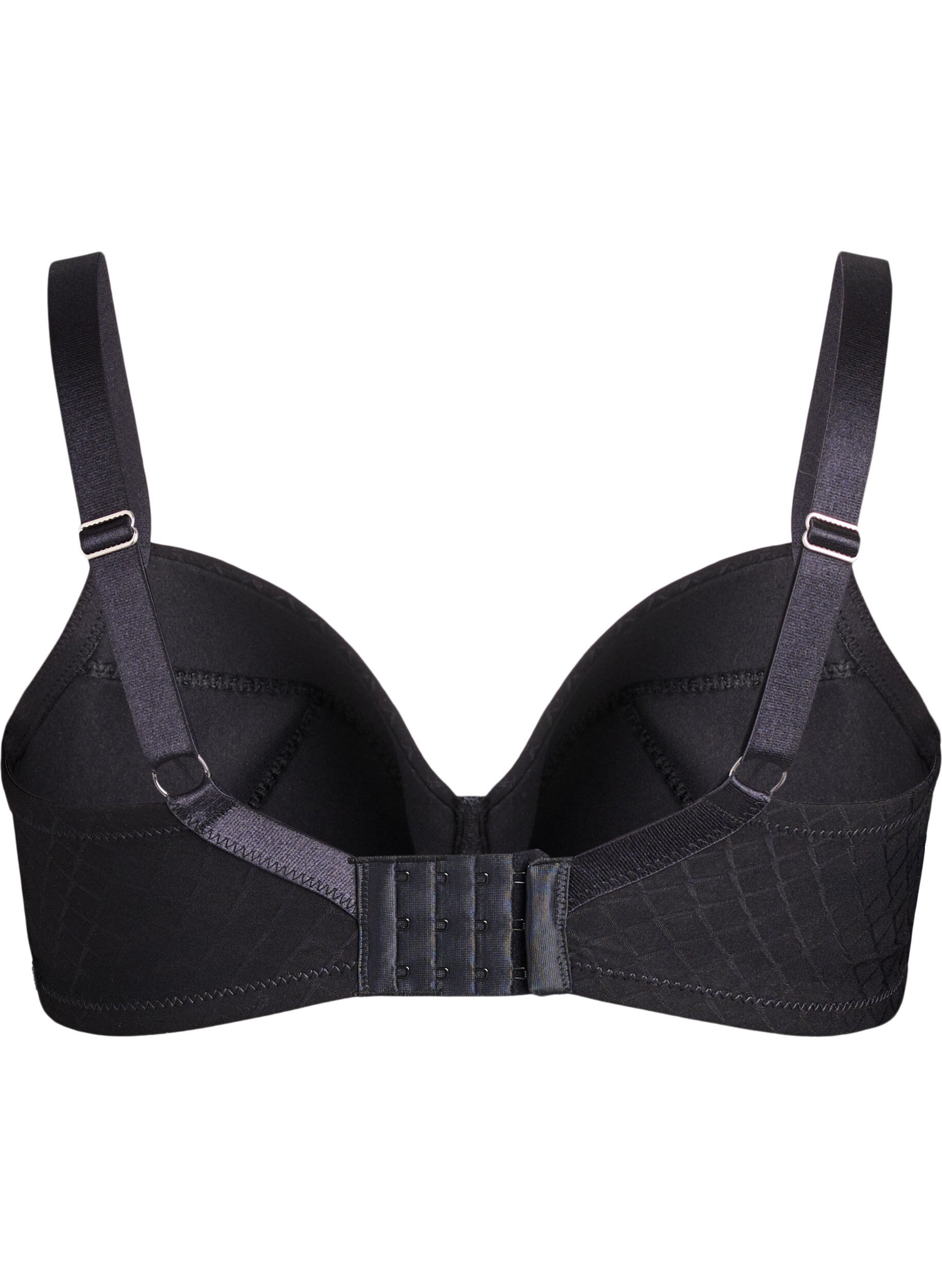 ZizziGewatteerde microvezel beha met geruit patroon, Zwart, Packshot image number 1