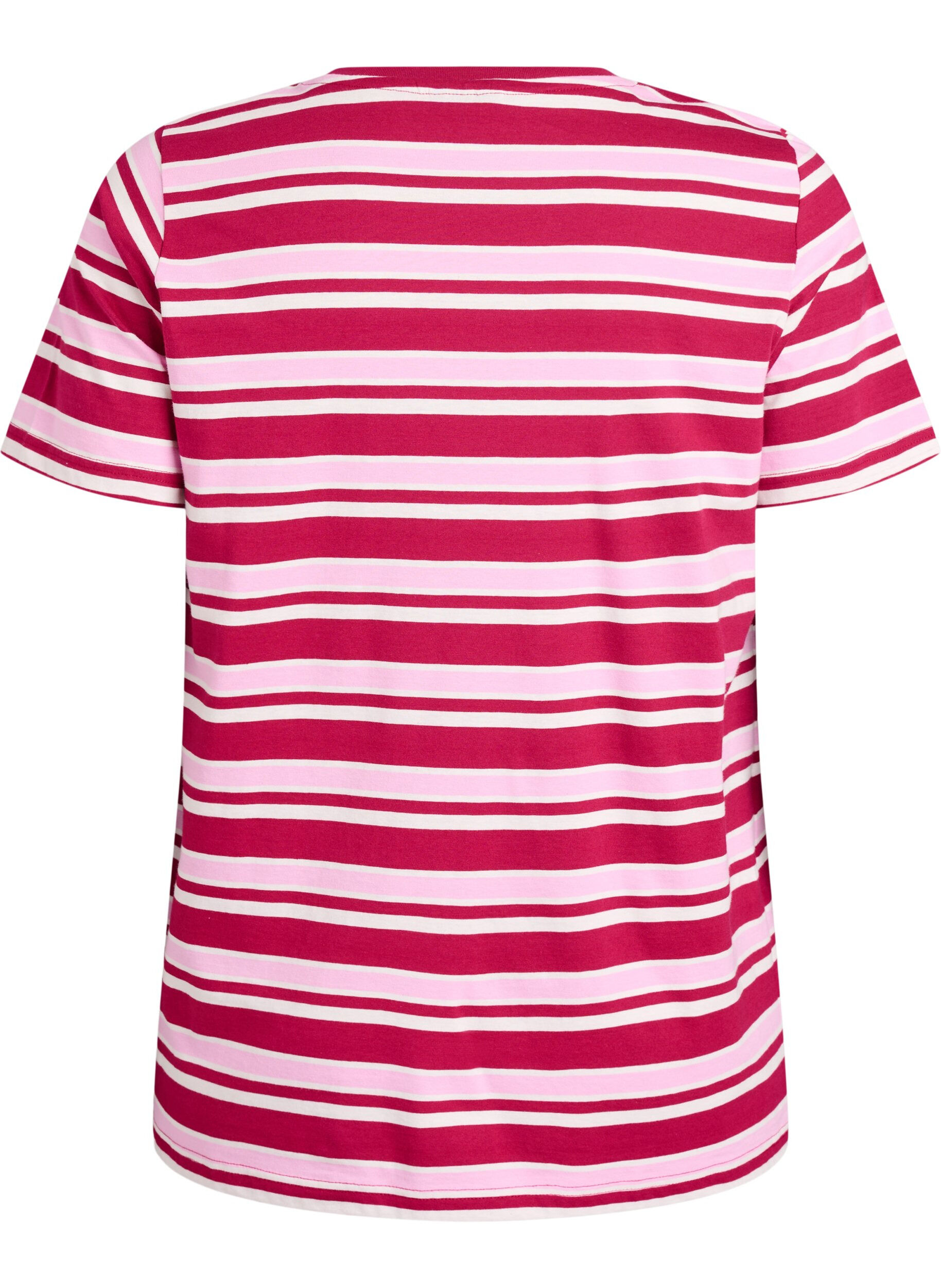 Zizzi Katoenen T-shirt met strepen, Roze, Packshot image number 1
