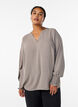 Blouse met smockmanchetten en V-hals, Beige, Model image number 0