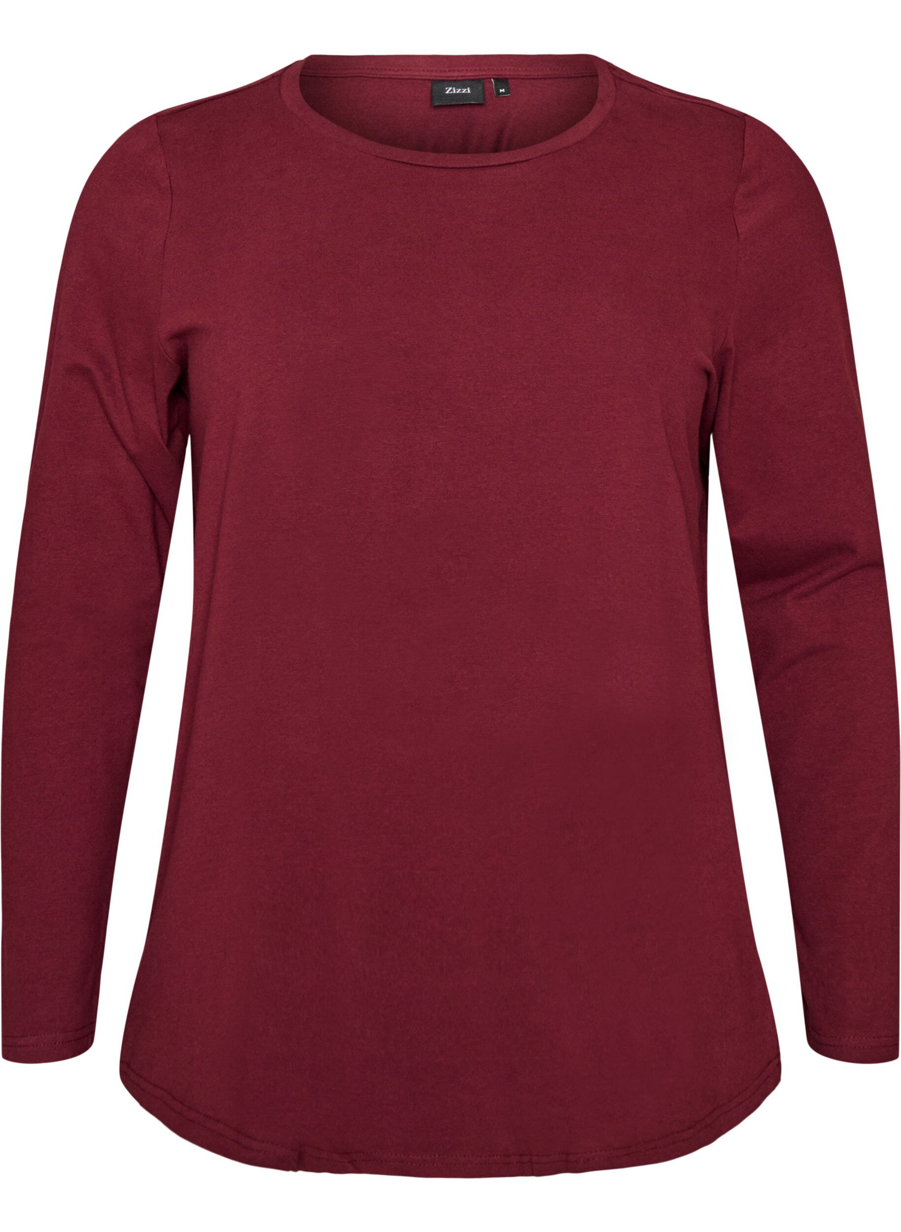 ZizziBasic jerseyblouse met lange mouwen, Rood, Packshot image number 0