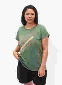 Active by Zizzi Vrouwen Grote Maten T-shirt Korte Mouwen Maat 42-60, Laurel W. w. Print, Model