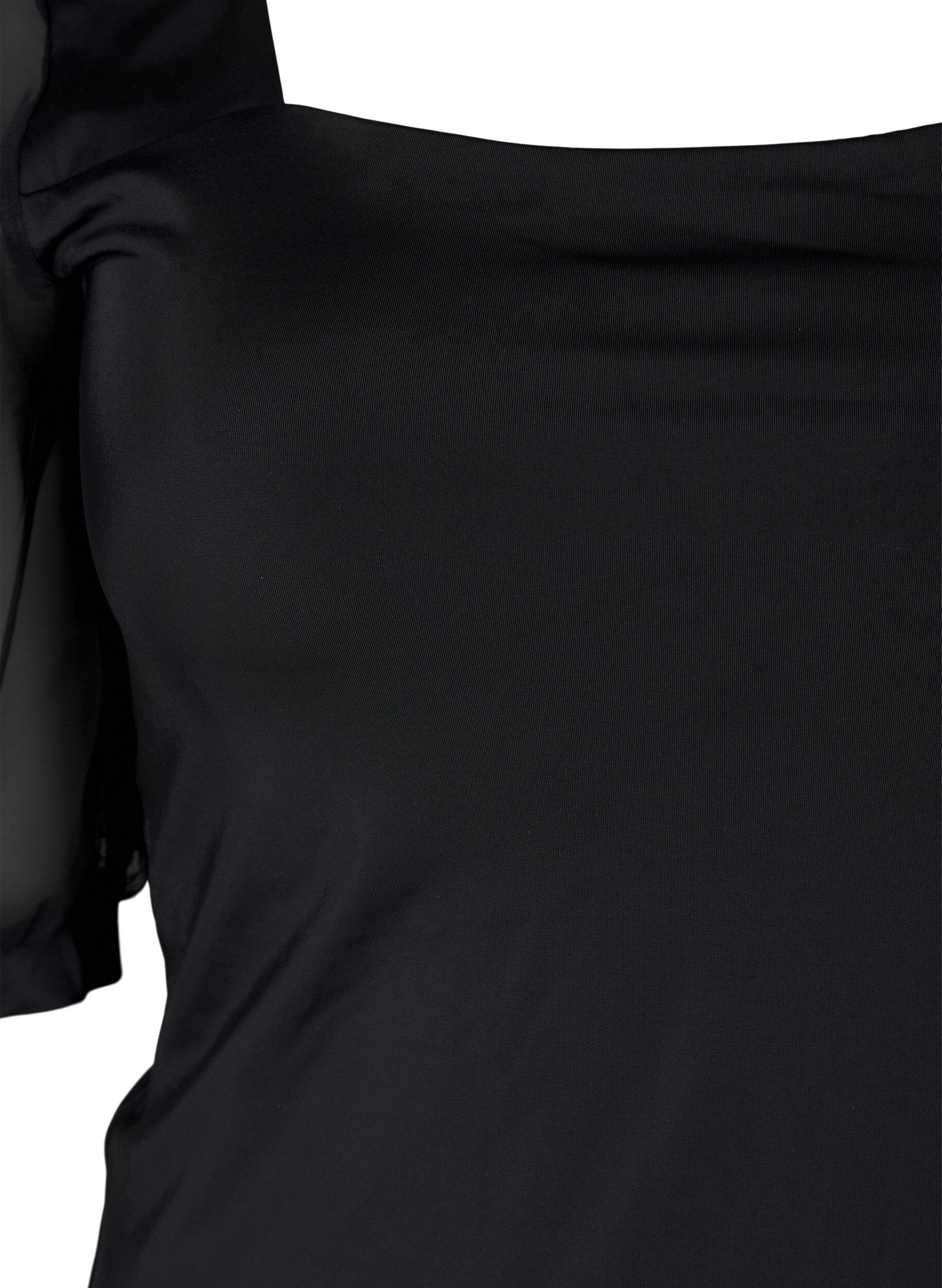 Zizzi Badpak met korte mesh mouwen, Black, Packshot image number 2