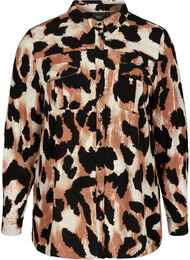 Viscose blouse met luipaardprint, Black AOP