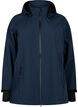 Kort softshelljack met afneembare capuchon, Blauw, Packshot image number 0