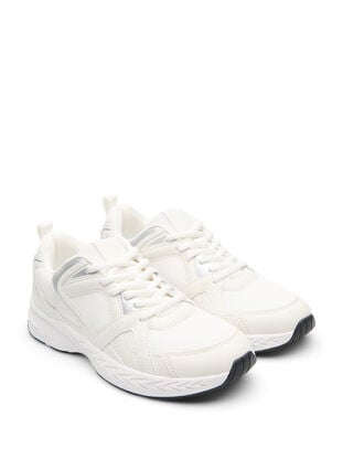 Wide fit Sportieve sneakers Wit Zizzi