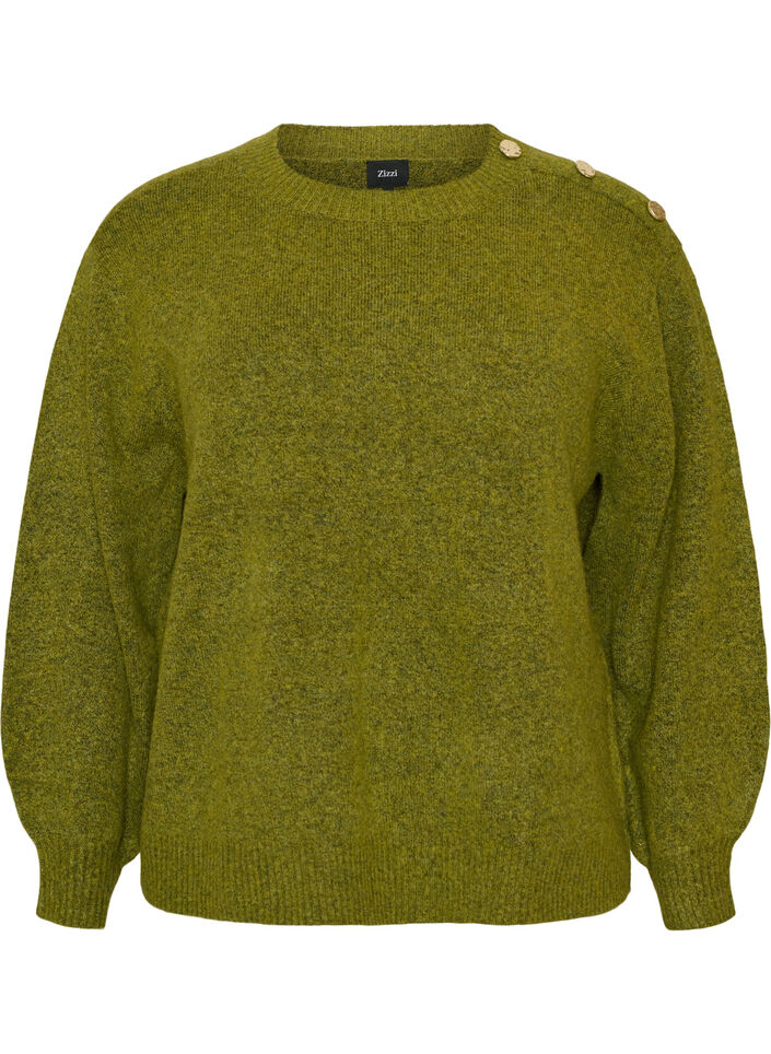 Breisel blouse met knoopdetail, Groen, Packshot image number 0