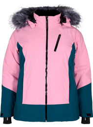 Ski jas met afneembare capuchon, Sea Pink Comb