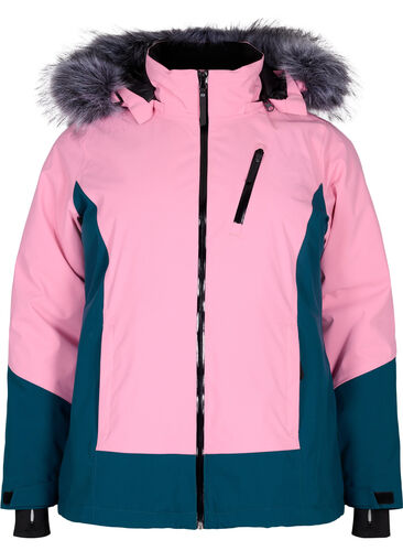 Ski jas met afneembare capuchon, Sea Pink Comb, Packshot image number 0