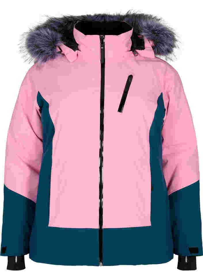 Ski jas met afneembare capuchon, Sea Pink Comb, Packshot image number 0