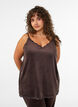 Velour top met kanten rand, Bruin, Model image number 0