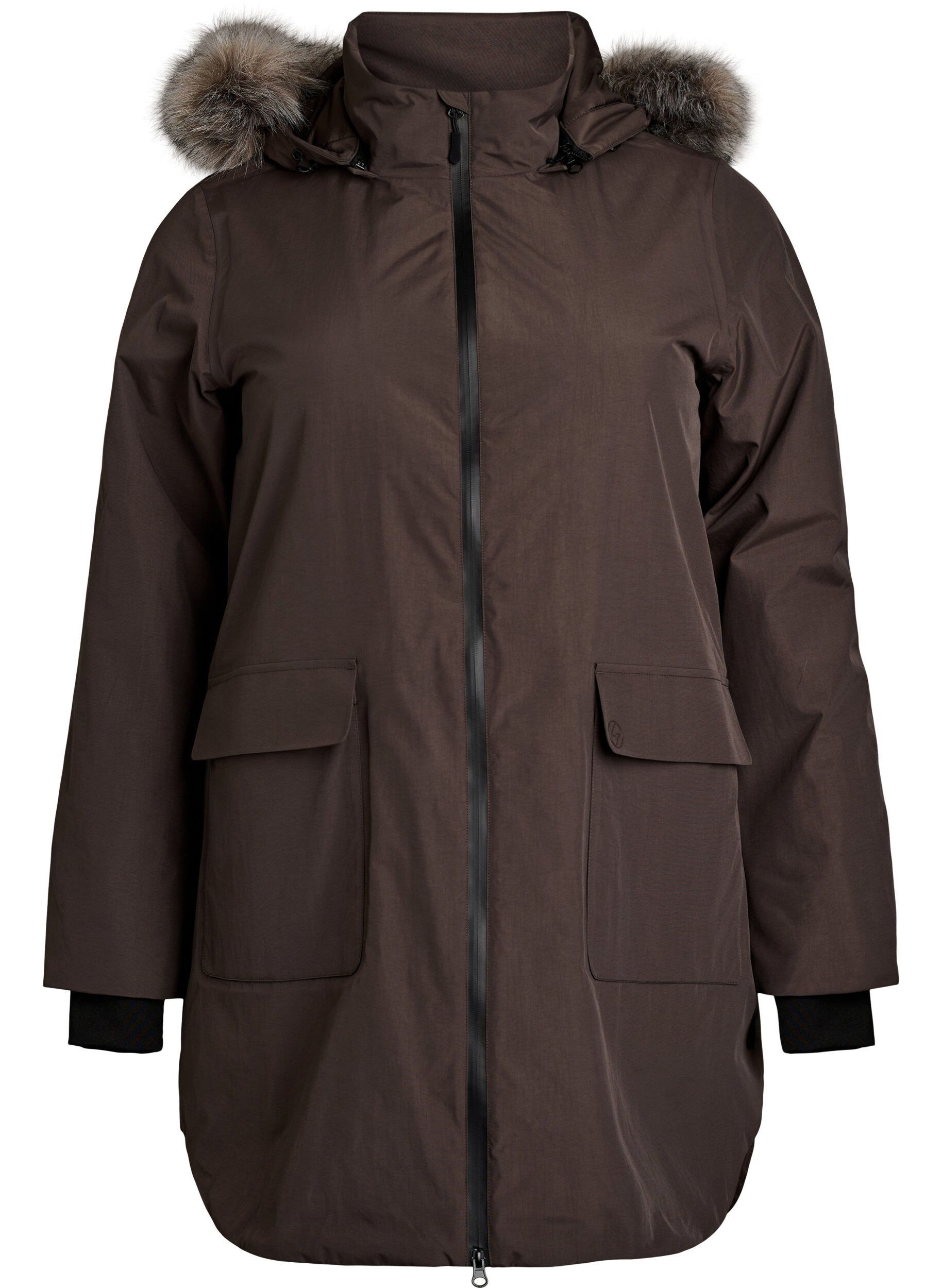 ZizziWaterdichte parka met capuchon, Bruin, Packshot image number 0