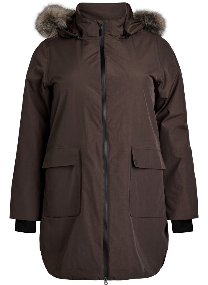 Waterdichte parka met capuchon, Bruin, Packshot image number 0