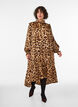 Jurk met luipaardprint en ruches, Bruin, Model image number 0