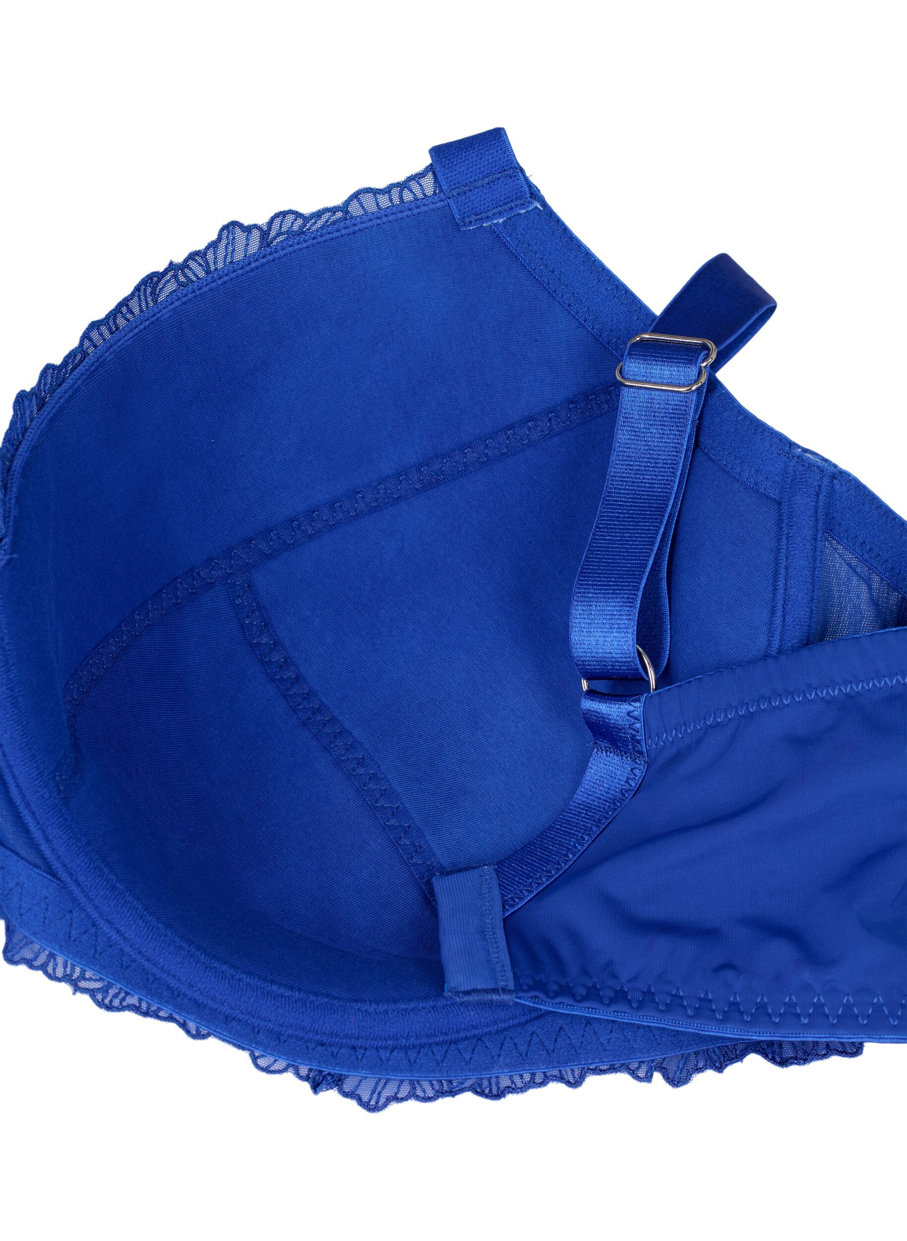 Zizzi Gewatteerde beugel-bh met kant., Blauw, Packshot image number 3