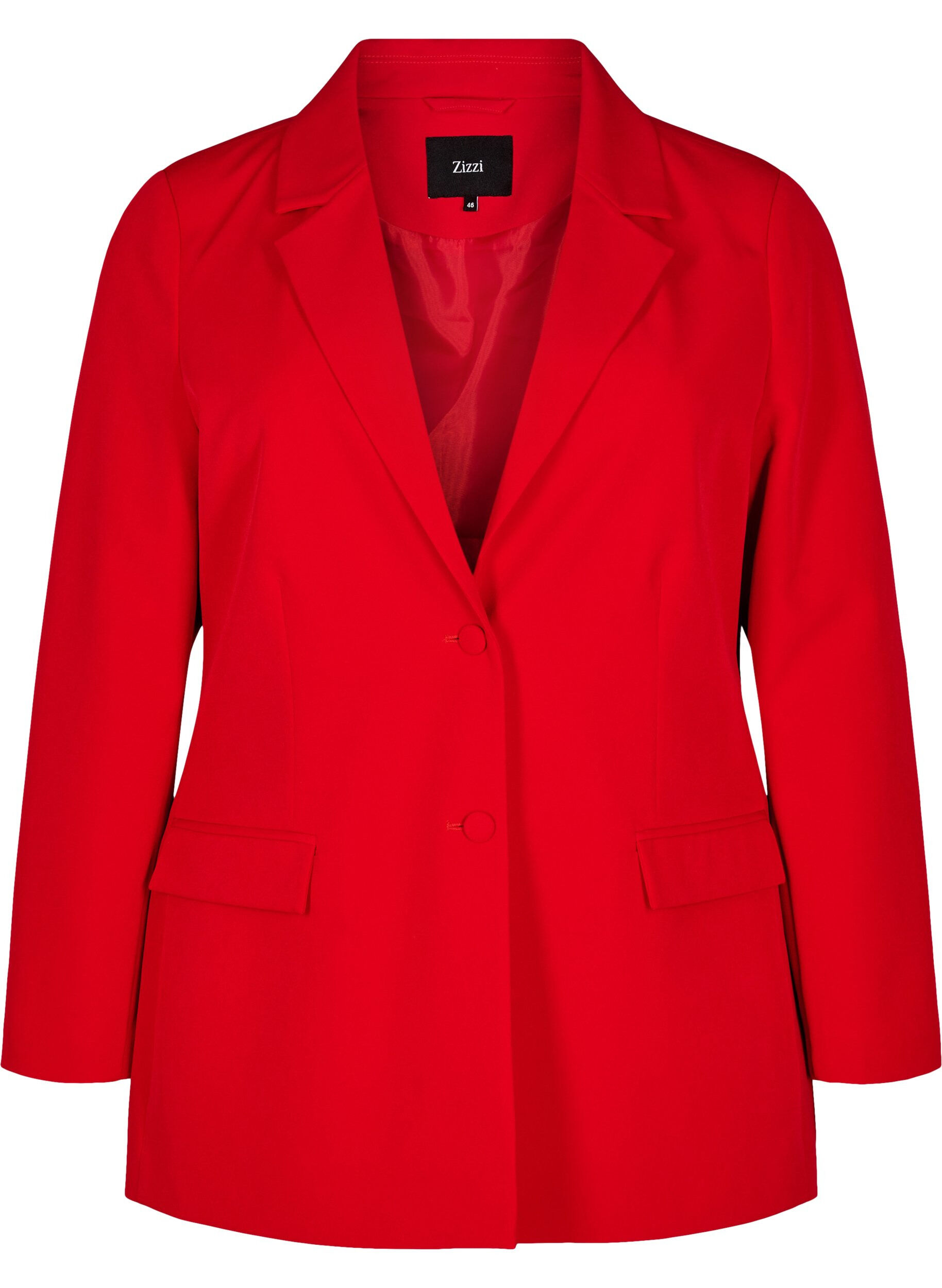 Zizzi Klassieke blazer met knoopsluiting, Rood, Packshot image number 0
