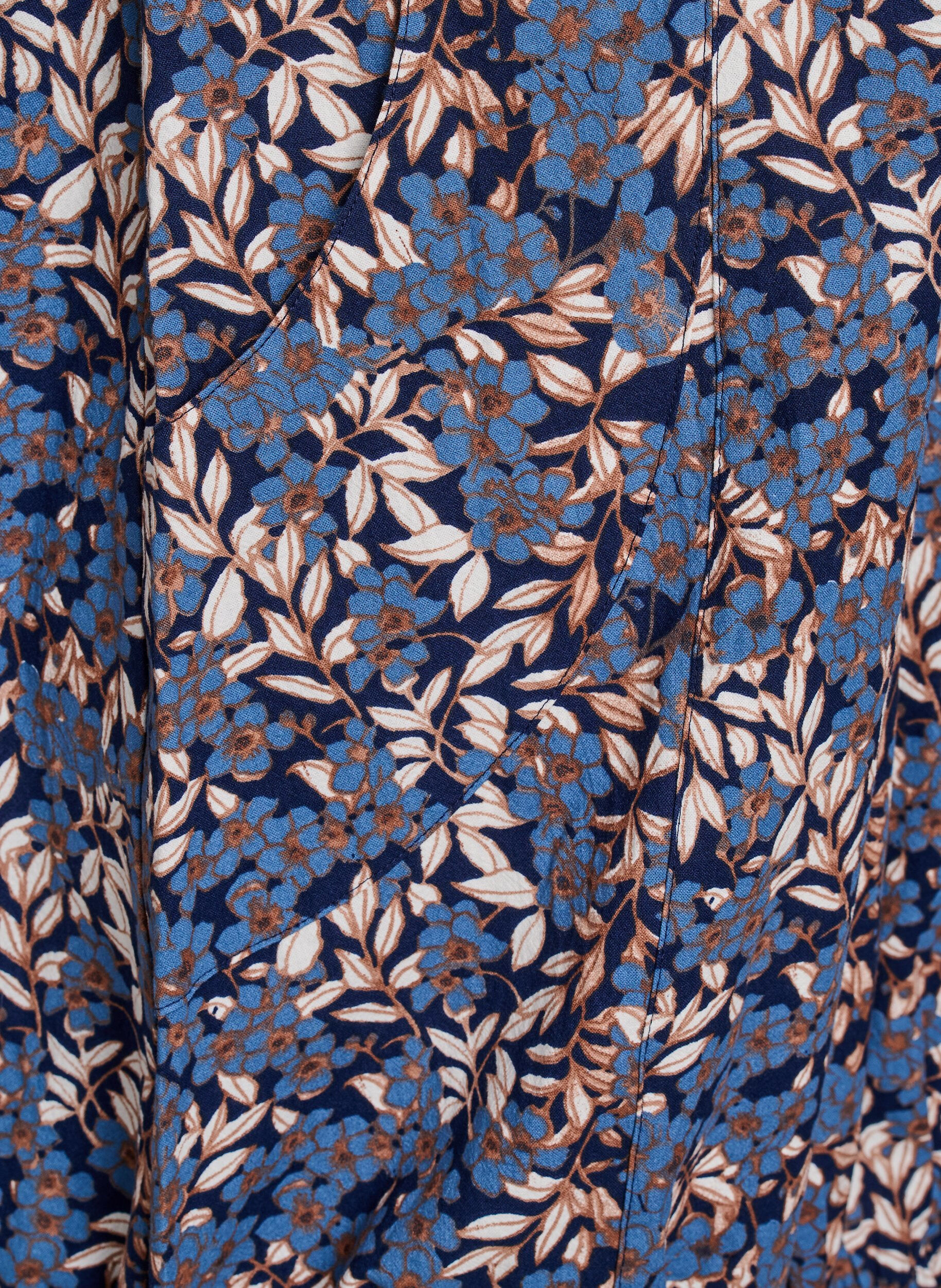 Zizzi Katoenen jurk met korte mouwen en print, Blauw, Packshot image number 3