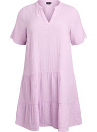 Korte A-lijn jurk in katoenen mousseline, Paars
