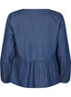 Peplum blouse van denim met striksluiting, Blauw, Packshot image number 1