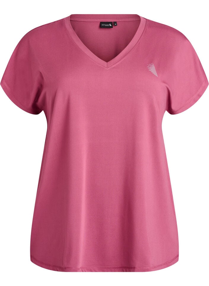 Losvallend sport T-shirt met V-hals, Rood, Packshot image number 0
