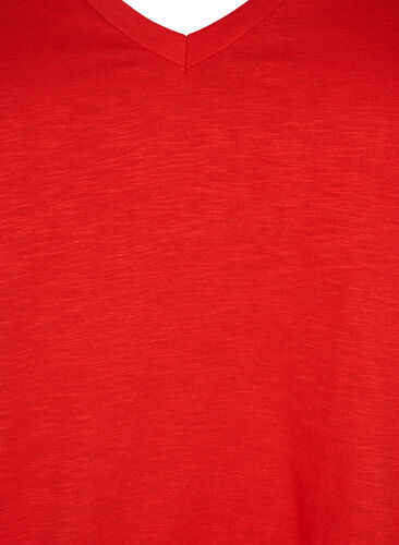 Basic t-shirt met korte mouwen en v-hals, Flame Scarlet, Packshot image number 2