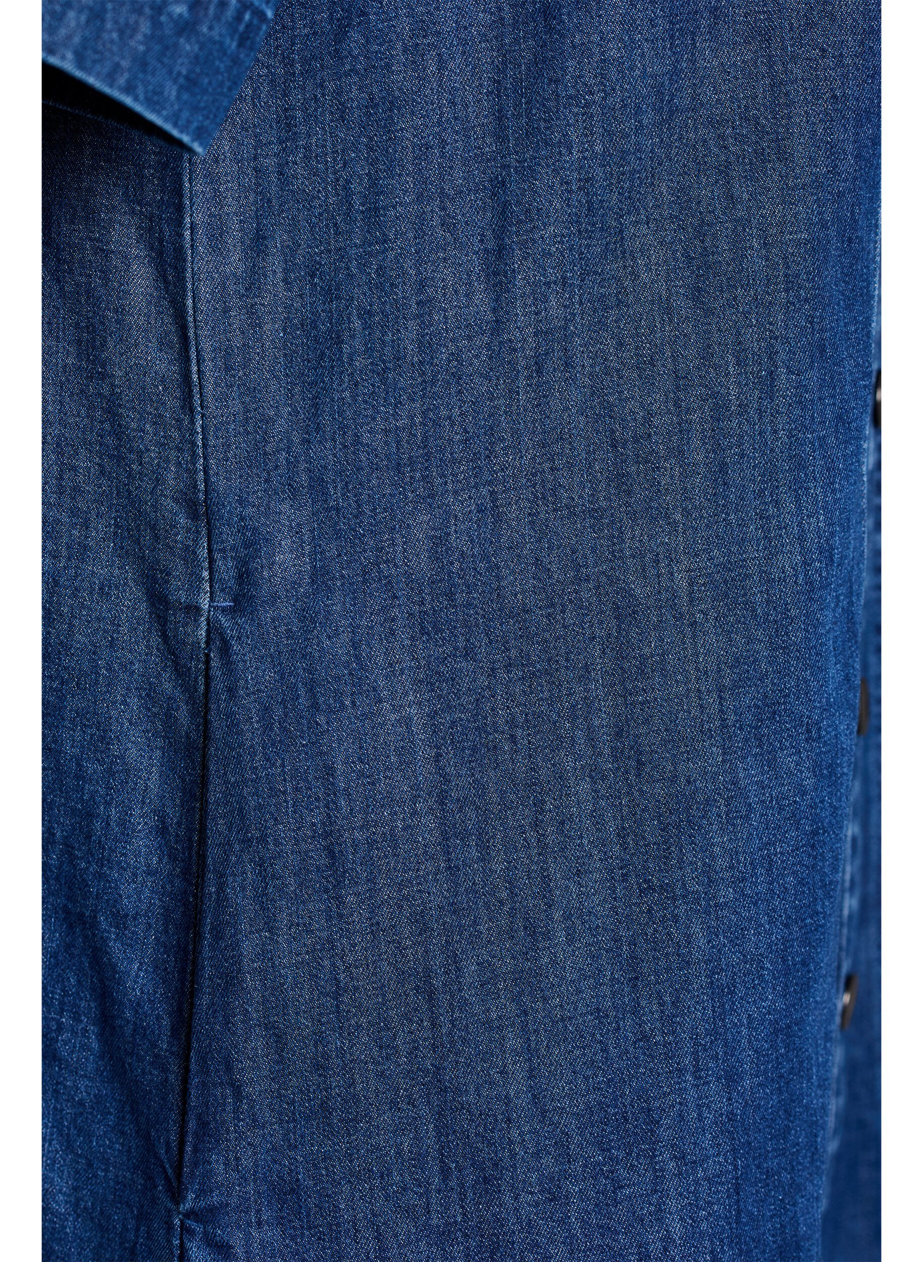 Zizzi Halflange denim overhemdjurk, Blauw, Packshot image number 3
