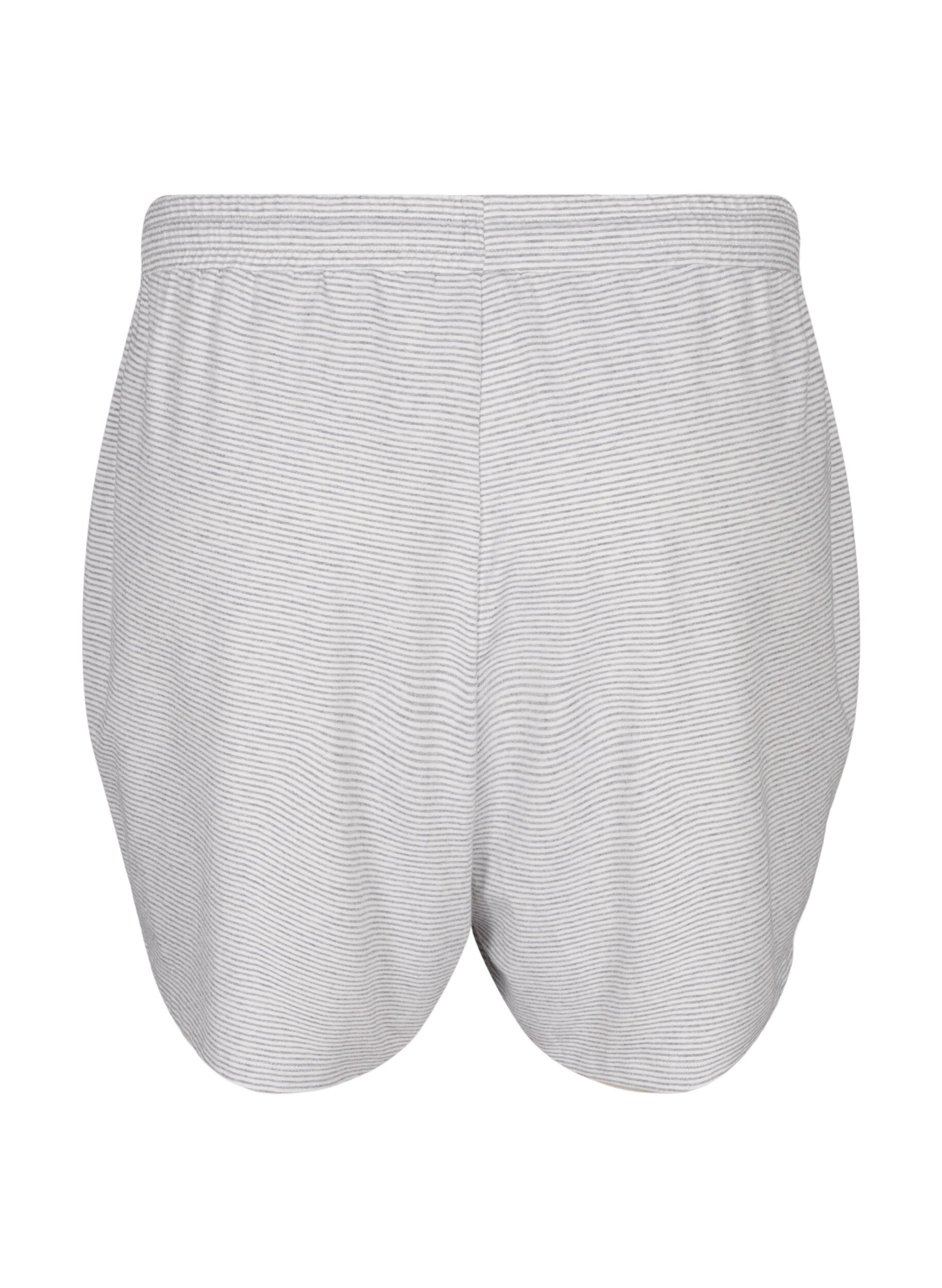 Zizzi Gestreepte pyjamashorts met hoge taille, LGM Stripe, Packshot image number 1