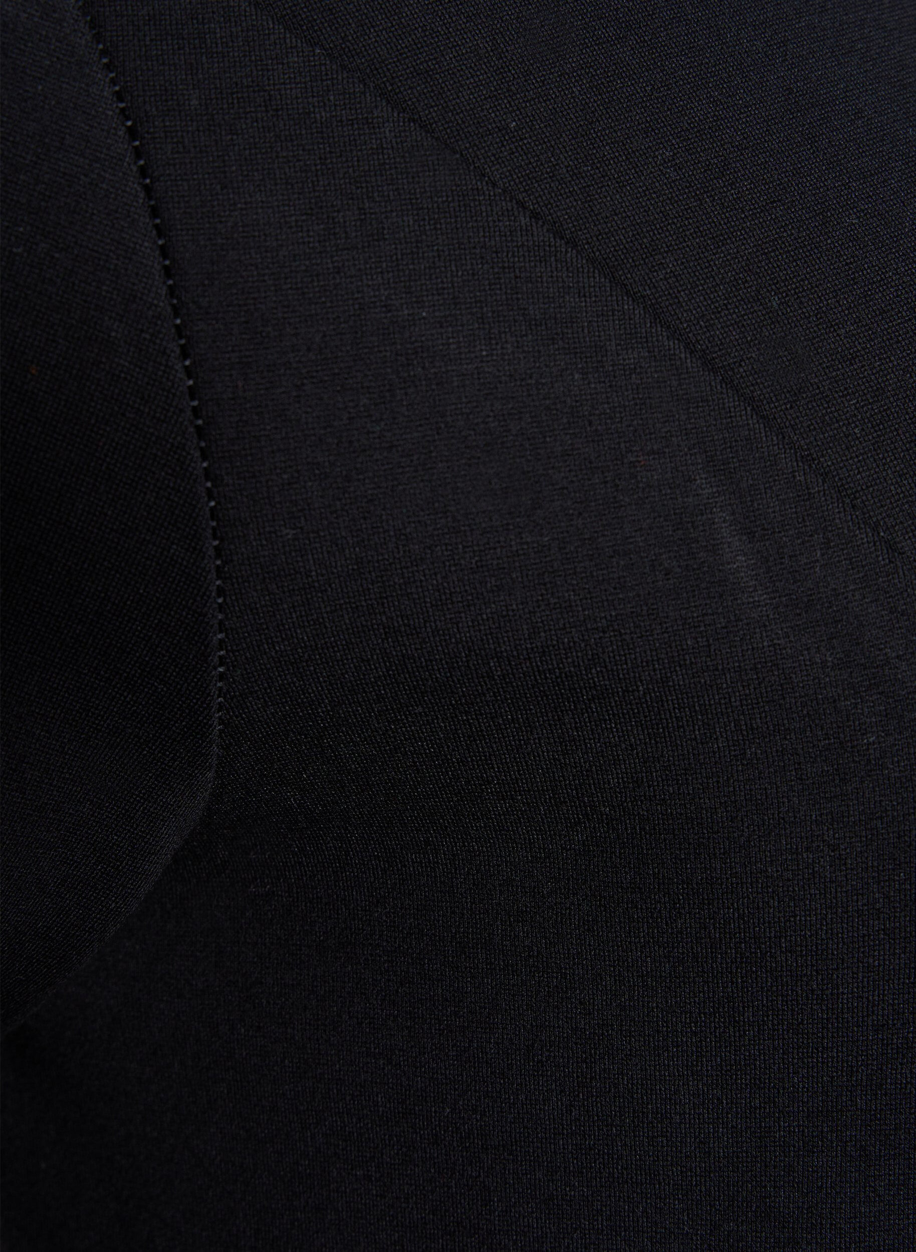 Zizzi Effen jurk met 3/4-mouwen en split, Black, Packshot image number 3