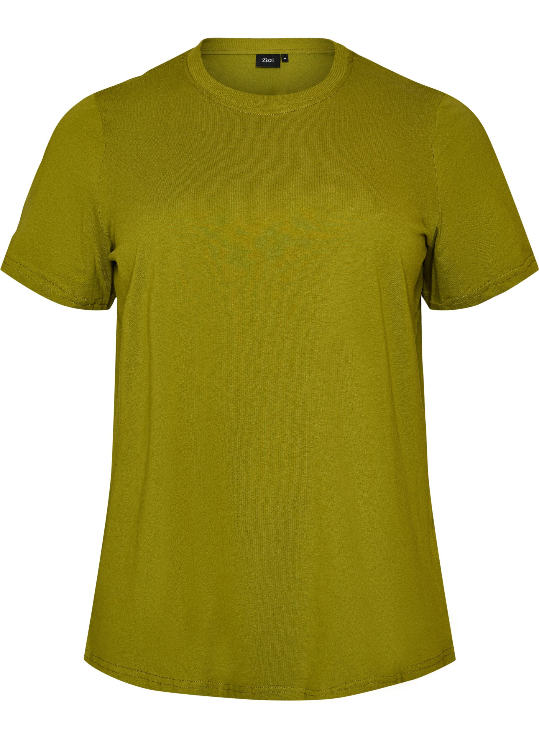 ZizziBasic katoenen T-shirt met ronde hals, Groen, Packshot image number 0