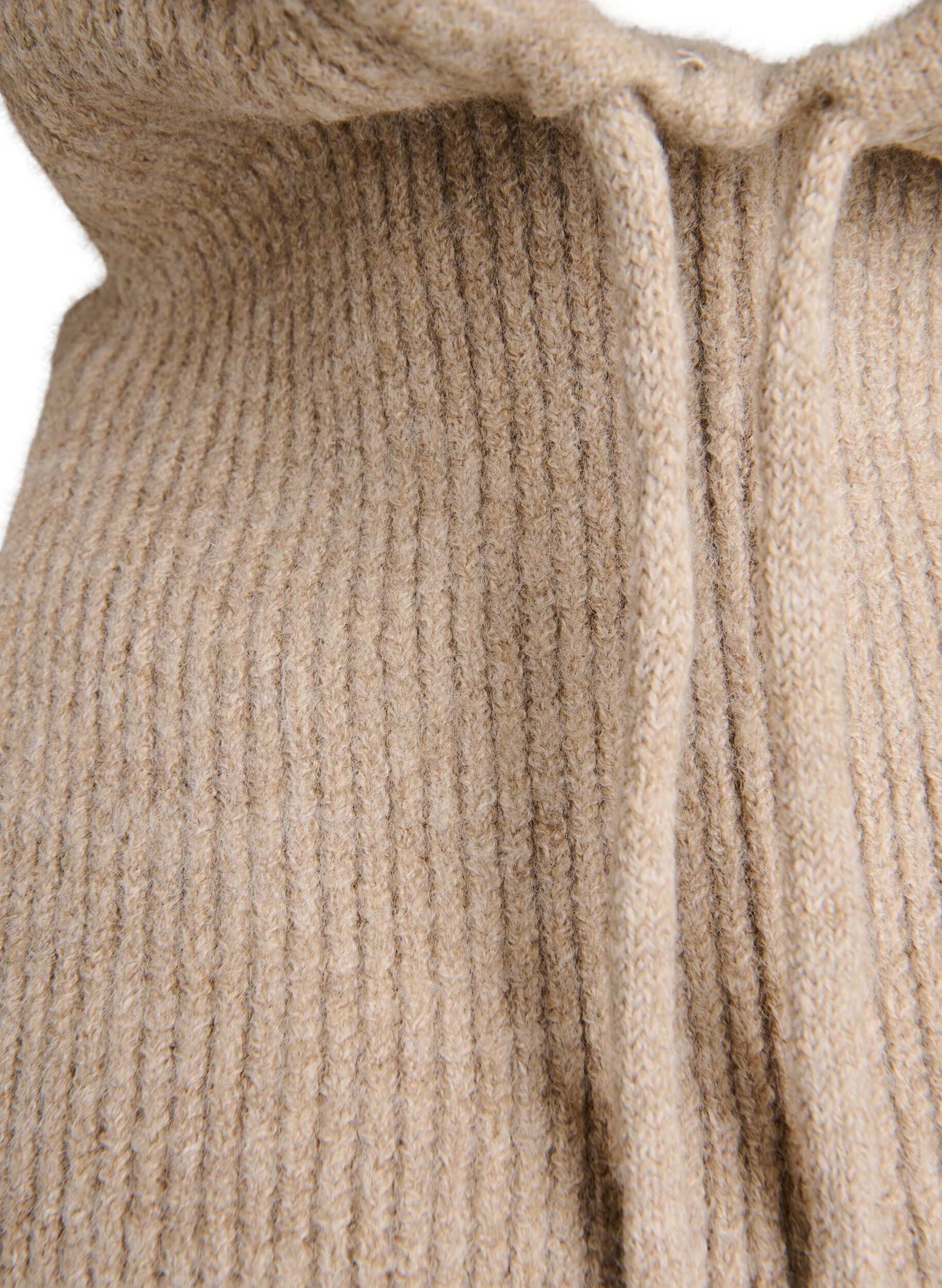 Zizzi Gebreide balaclava met trekkoordjes, Beige, Packshot image number 2
