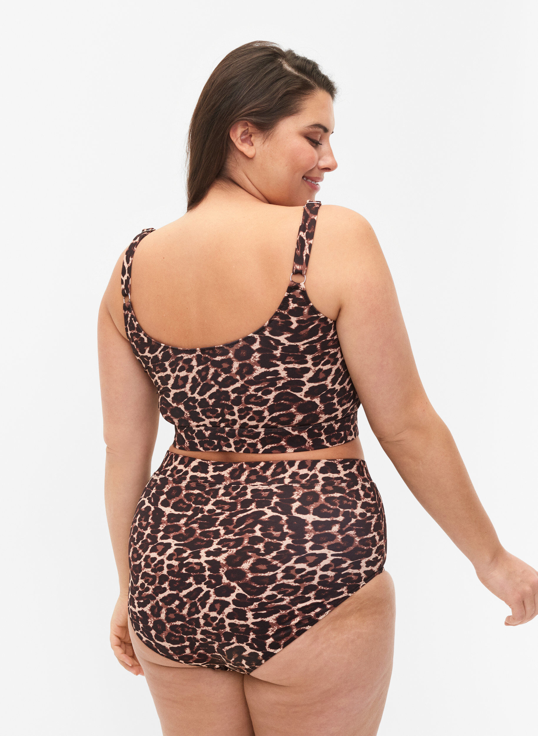 Zizzi Bikinislip met print en hoge taille, Autentic Leopard, Model image number 1