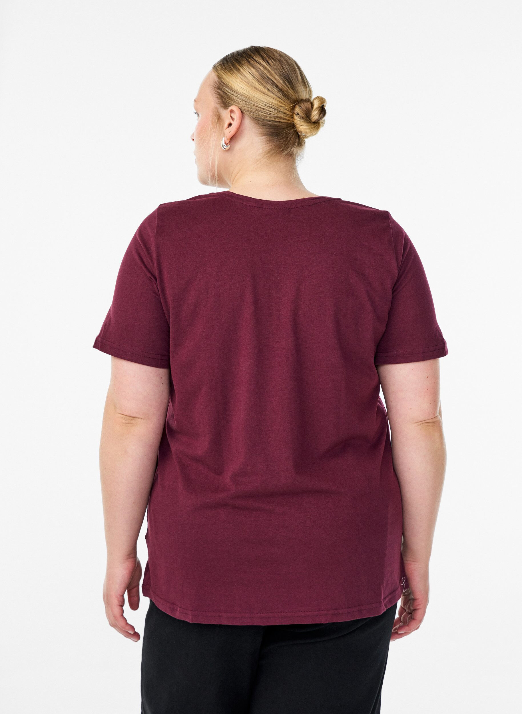 Zizzi FLASH - T-shirt met motief, Donker Bordeaux, Model image number 2