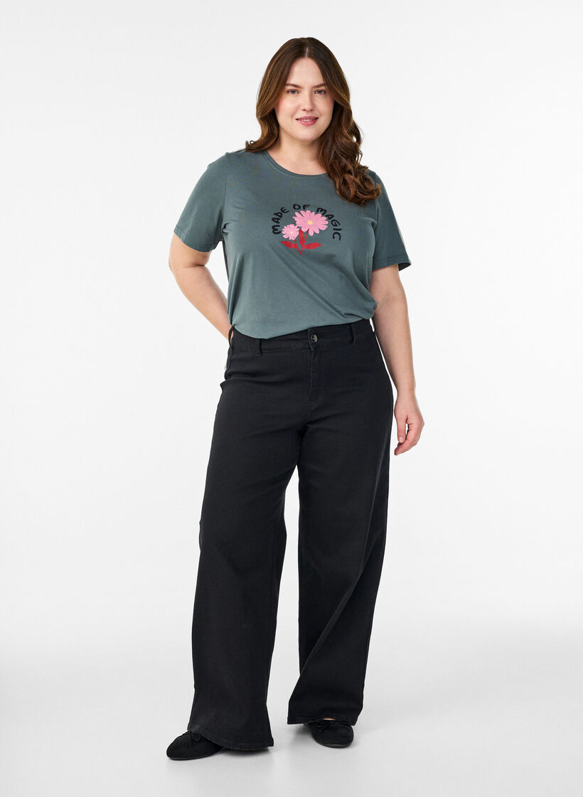 T-shirt met print, Groen, Model image number 1