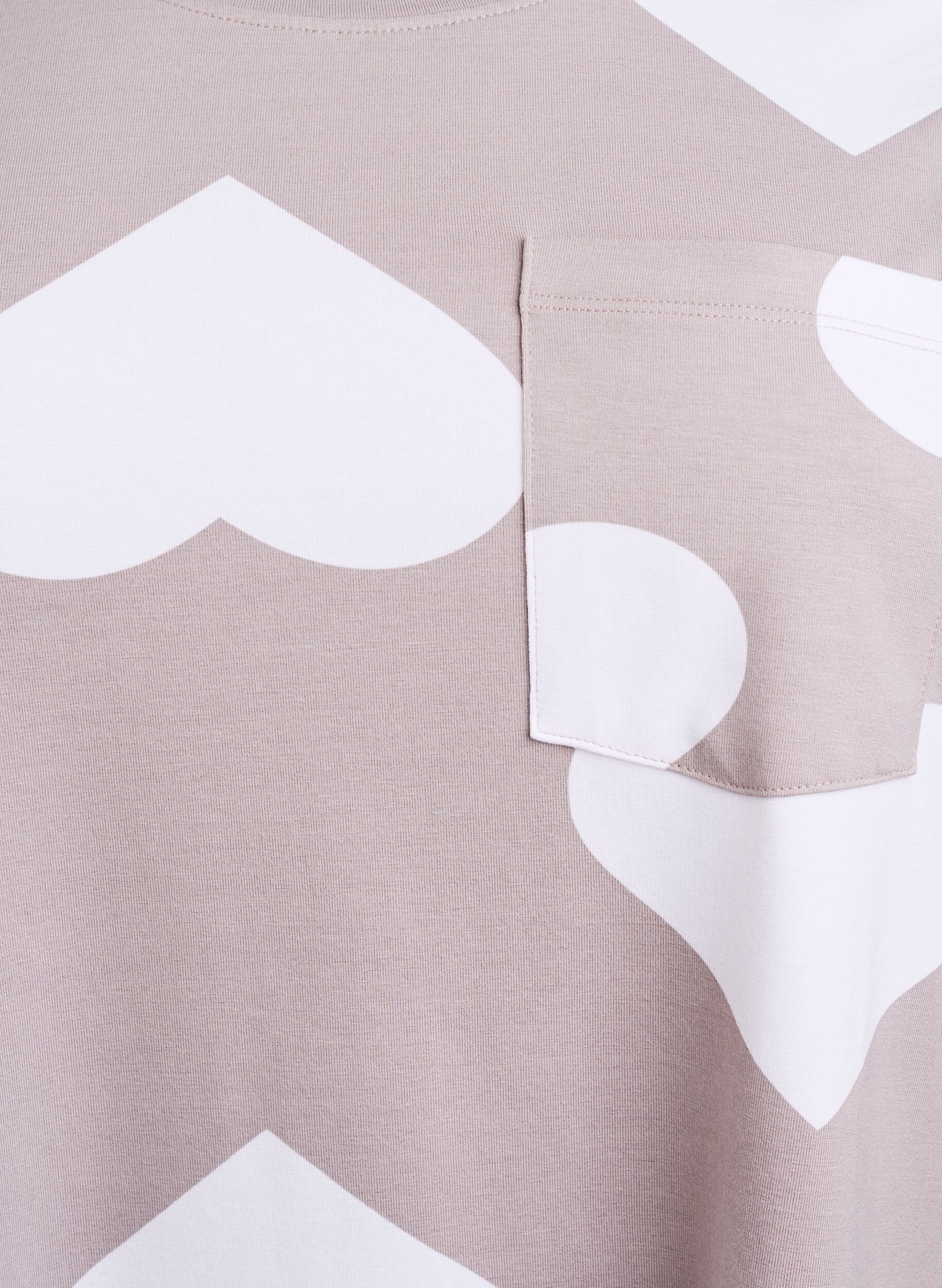 Zizzi Lange nacht T-shirt in een modalmix met hartjes, Grijs, Packshot image number 2