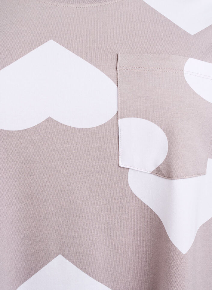 Lange nacht T-shirt in een modalmix met hartjes, Grijs, Packshot image number 2