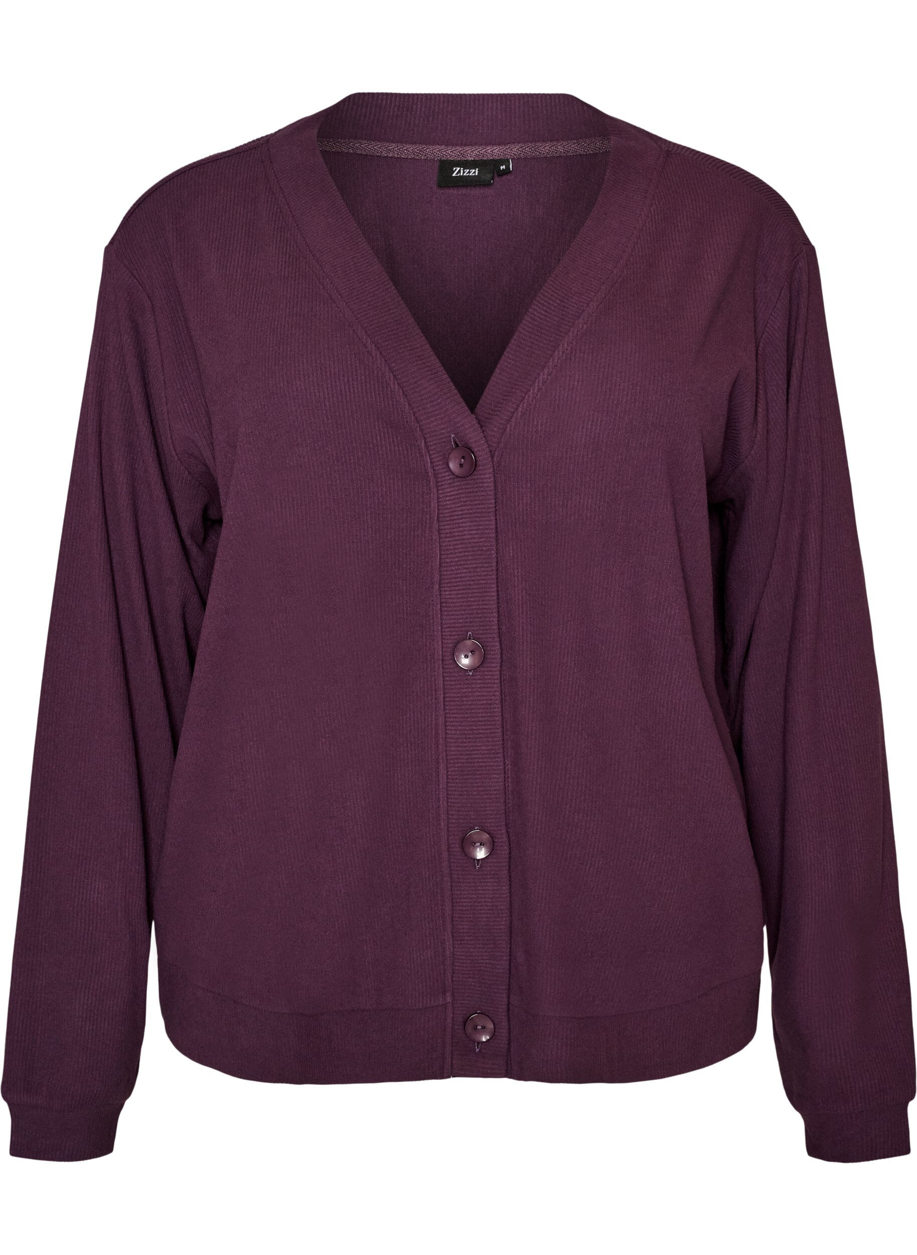 ZizziGeribd jersey vest met V-hals, Paars, Packshot image number 0