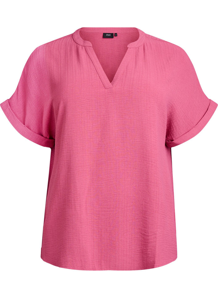 Luchtige blouse met korte mouwen, Rood, Packshot image number 0