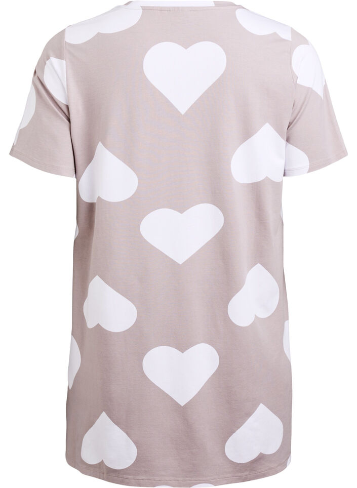 Lange nacht T-shirt in een modalmix met hartjes, Grijs, Packshot image number 1