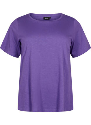 Set van 2 basic t-shirts in katoen, Deep Lavender/Black, Packshot image number 2