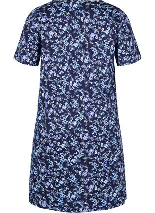 Katoenen jurk met korte mouwen en bloemenprint, NIGHT SKY FLOWER AOP, Packshot image number 1