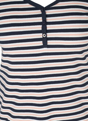 Gestreept geribbeld t-shirt in katoen, Blue Rose Stripe, Packshot image number 2