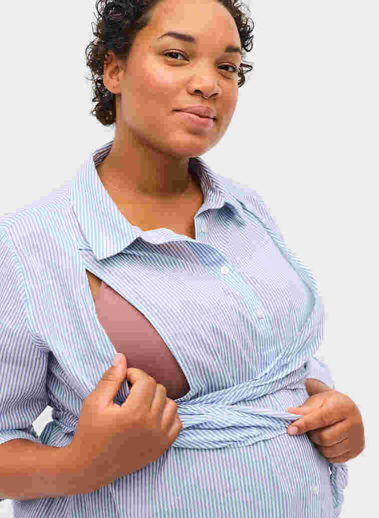 Zwangerschapsjurk van katoen, Blue Stripe, Model image number 2