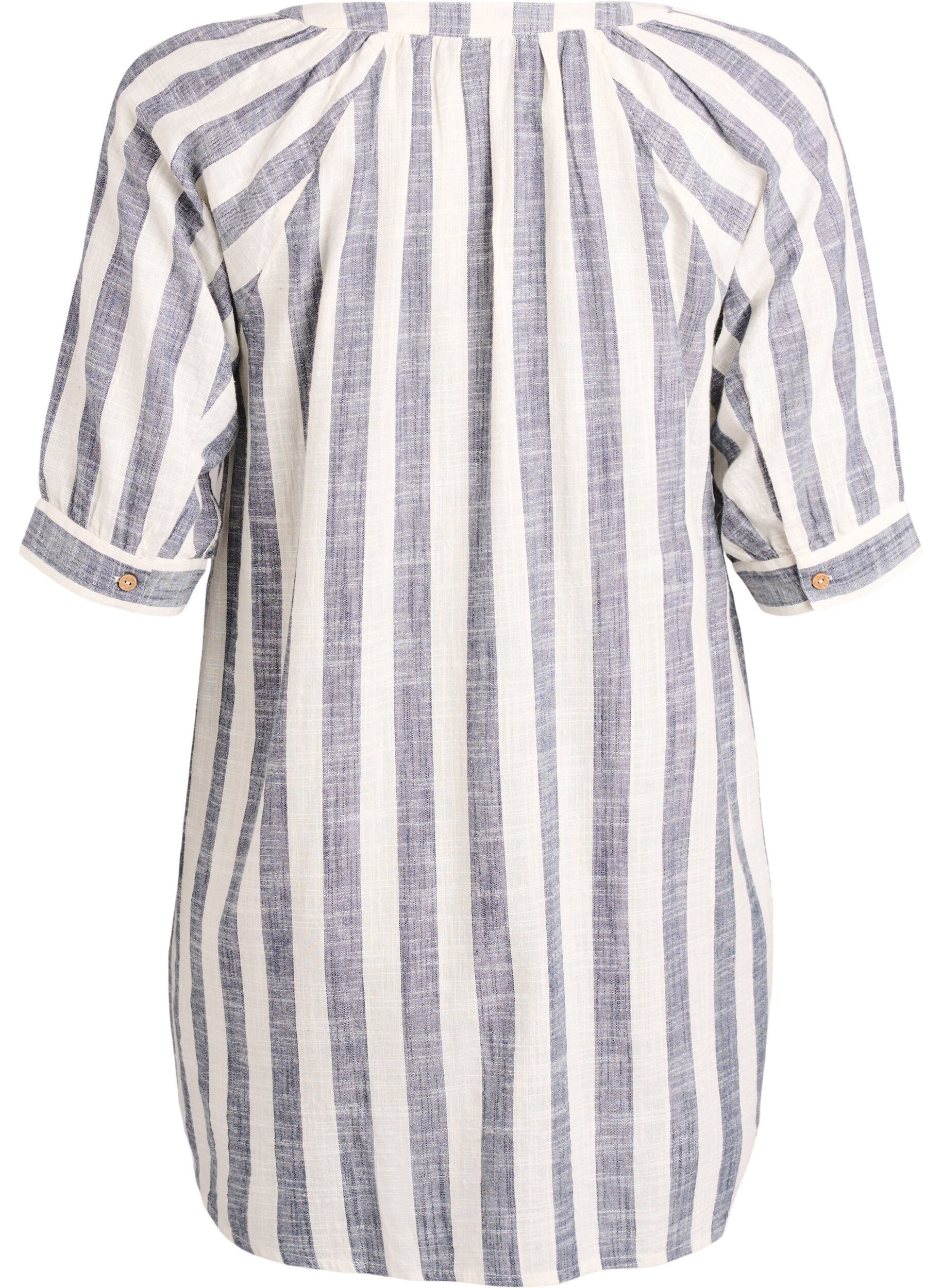 ZizziKatoenen tuniek met V-hals, Blauw, Packshot image number 1