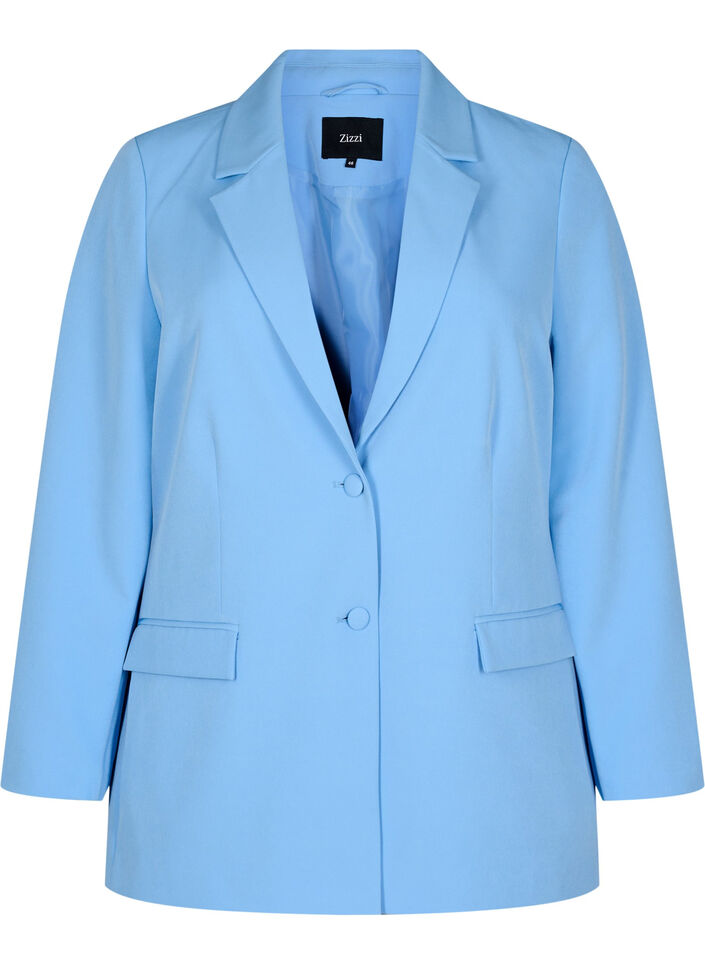 Klassieke blazer met knoopsluiting, Blauw, Packshot image number 0