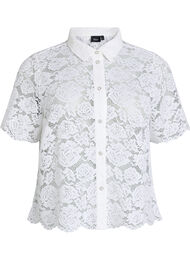 Kanten shirt blouse met parelknopen, Wit
