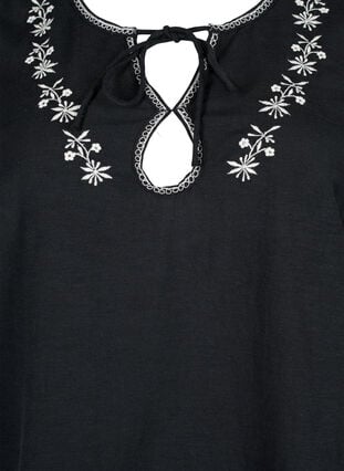 Geborduurde blouse van katoenmix met linnen, Black W. EMB, Packshot image number 2