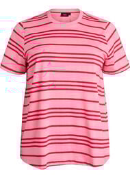 Gestreept katoenen T-shirt, Roze